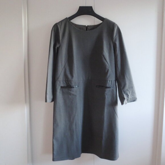 Gap Grey Professional Office Work Shift Classic Elegant Long Sleeve Dress - Picture 3 of 7
